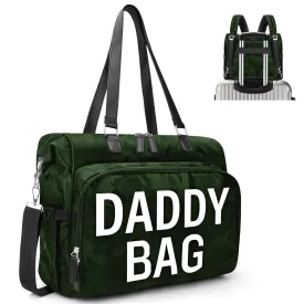 Diaper Bag Backpack for Daddy, Travel Bags with Laptop Compartment, Diaper Backpack, Large Capacity Hospital Bags for Labor and Delivery (Camo Olive Green Daddy Bag)