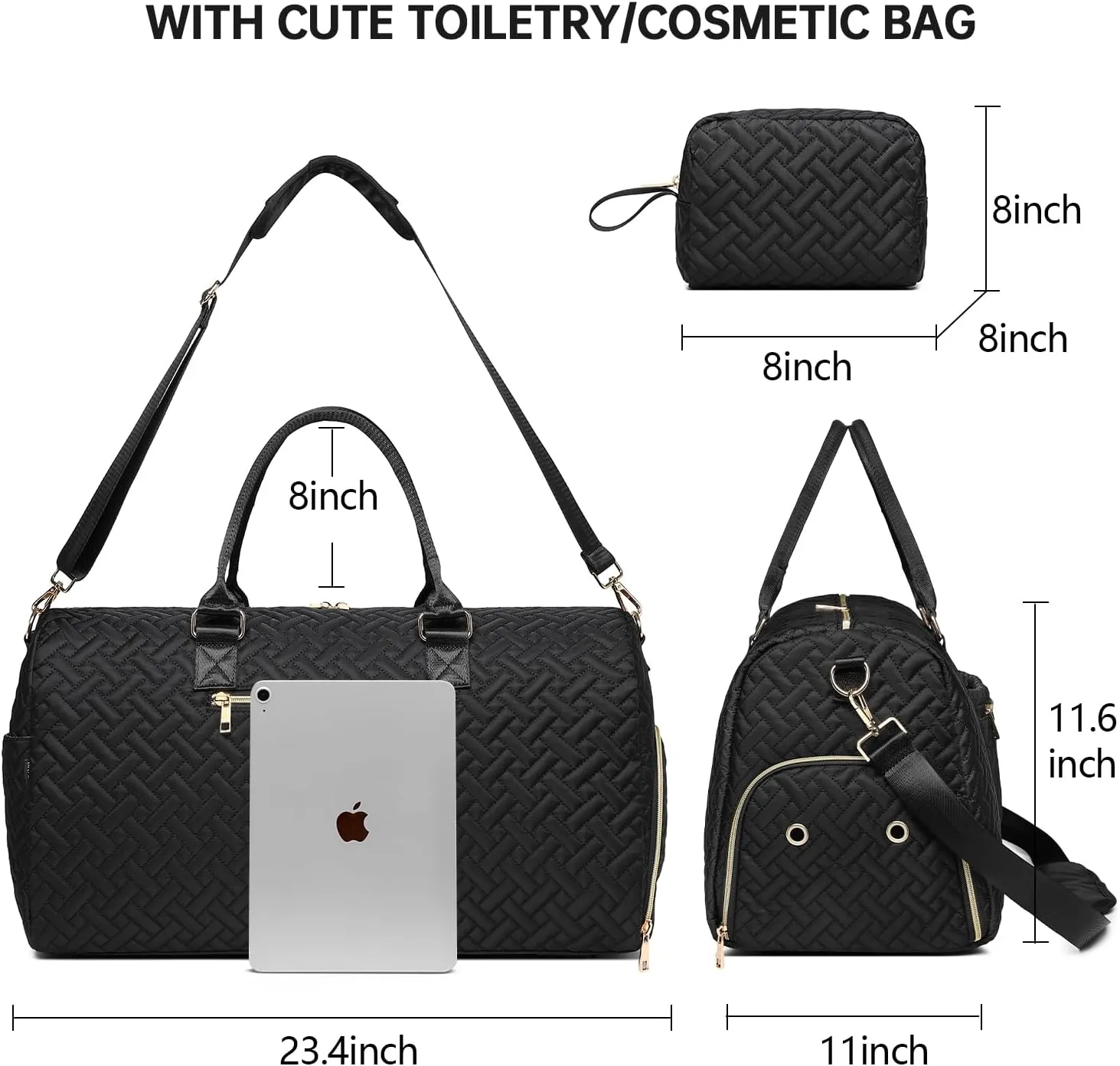 Duffle Bag for Travel, Weekender Bag with Shoe Compartment, Carry On Overnight Bag for Women with Toiletry Bag, Gym Bag with Wet Pocket, Hospital Bags for Labor and Delivery Beige