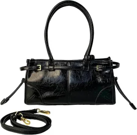 Eiyye Boston Handbag Leather Shoulder Bag with Adjustable Strap, Top Handles, Versatile for Handheld, Shoulder & Crossbody(Black)