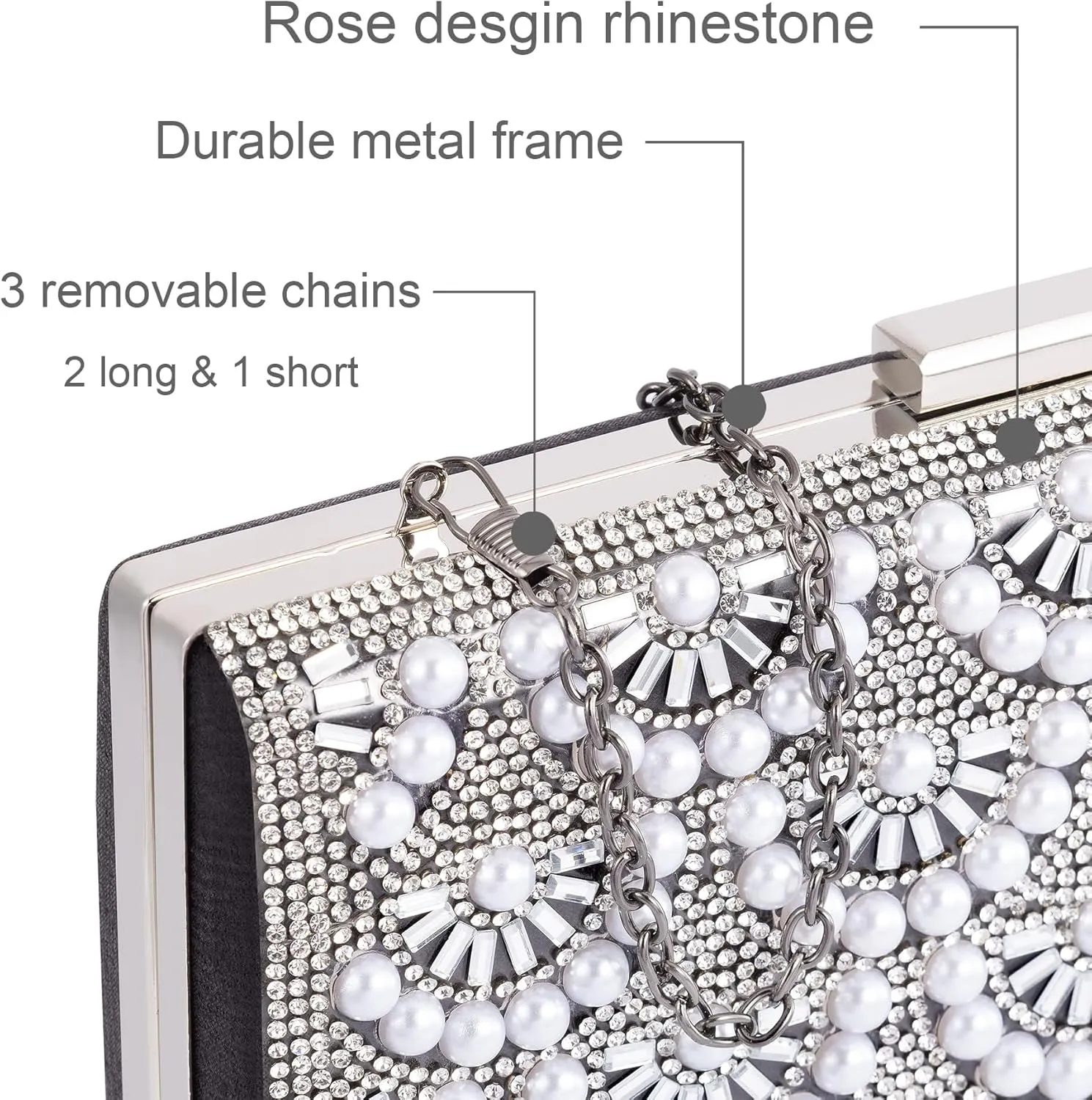 Evening Clutch Pearl Purse for Women, Party Clutches Bag Wedding Formal Handbags