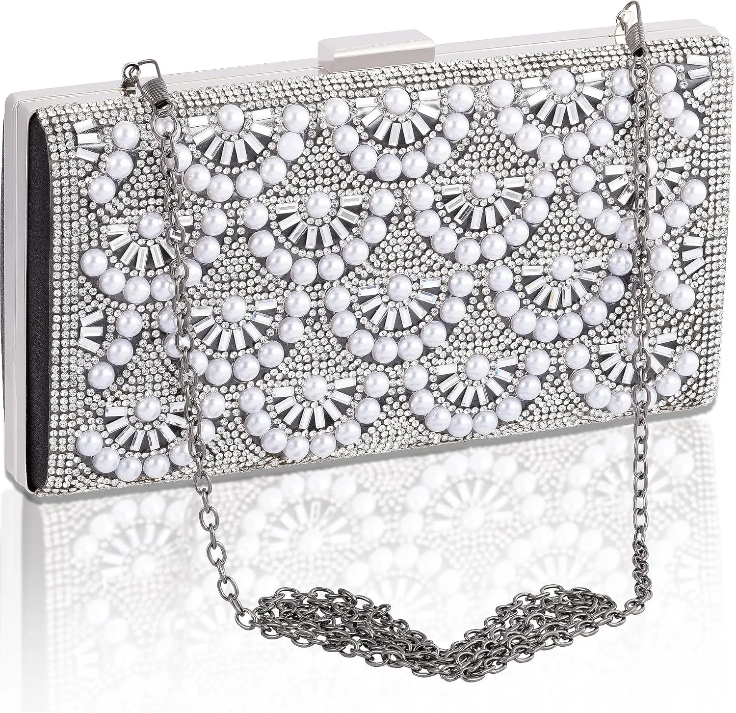 Evening Clutch Pearl Purse for Women, Party Clutches Bag Wedding Formal Handbags