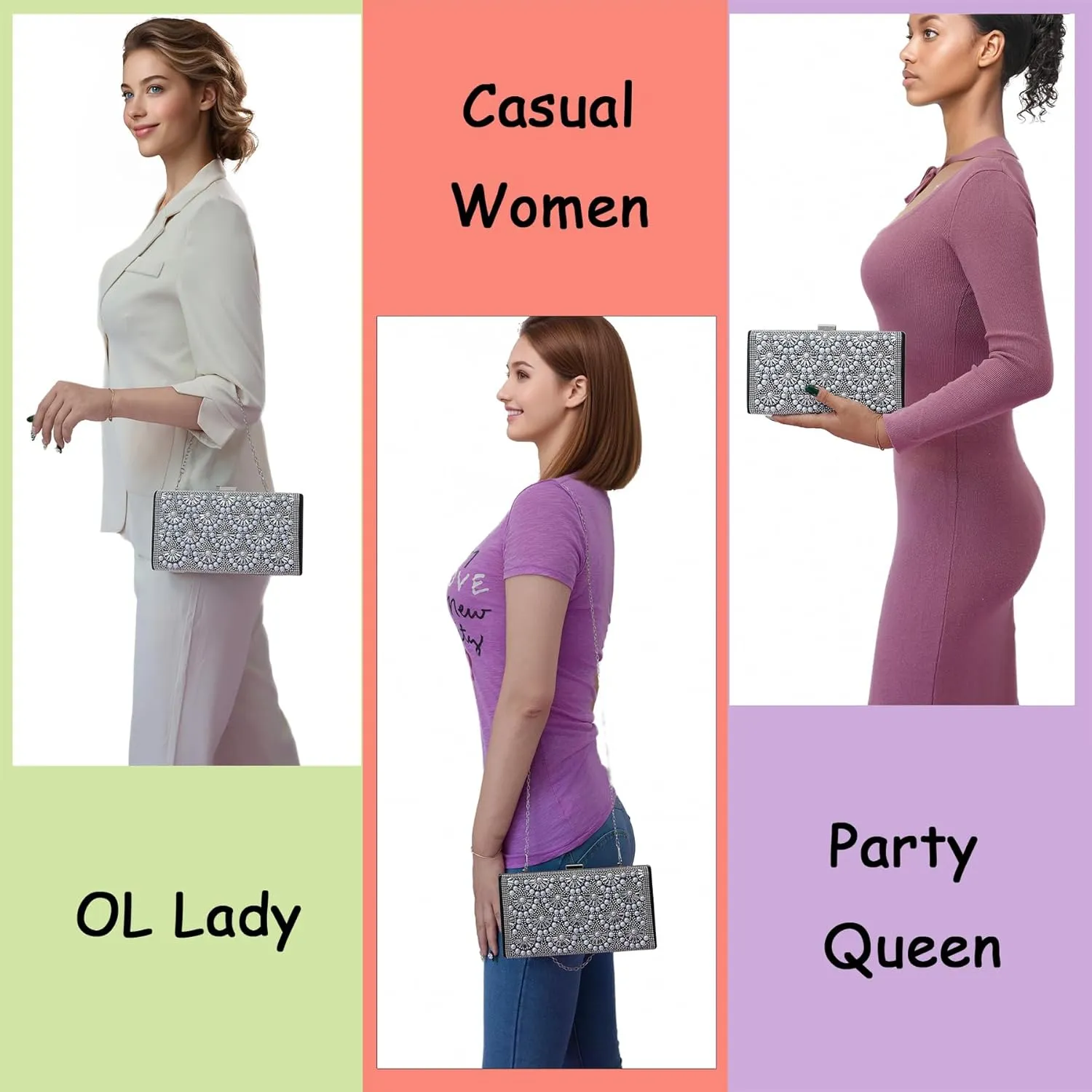 Evening Clutch Pearl Purse for Women, Party Clutches Bag Wedding Formal Handbags