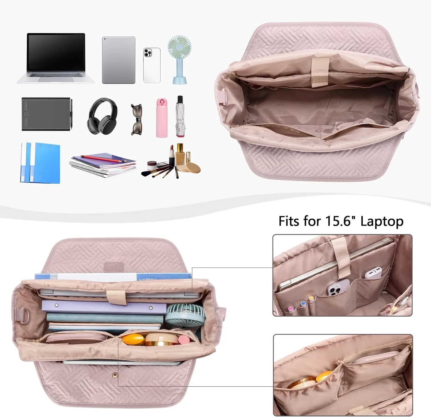 Fasrom Laptop Tote Bag for Women, 15.6 Inch Work Purse with Pockets, Professional Shoulder Bag for Office & Travel