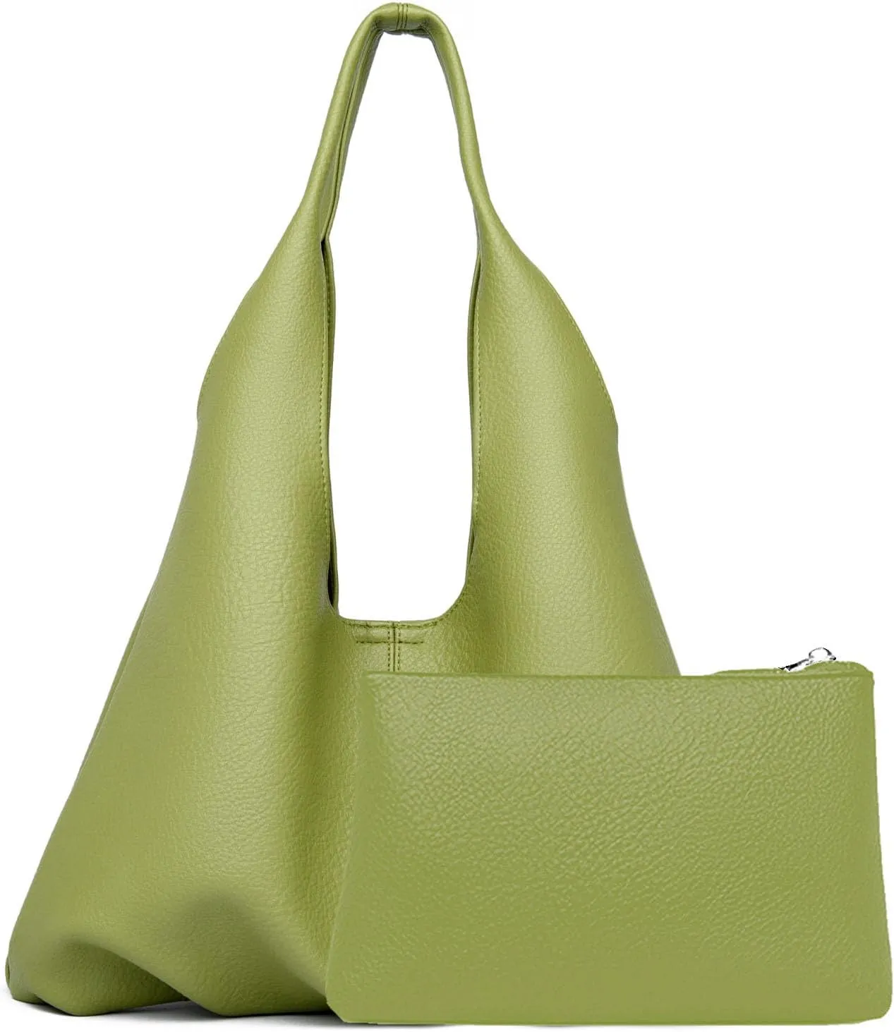 Faux Leather Hobo Bag for Women Large PU Leather Slouchy Bag with Small Purse Soft Crossbody Bags Tote Shoulder Bag