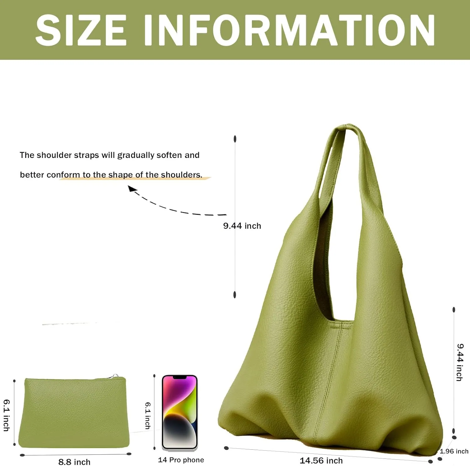 Faux Leather Hobo Bag for Women Large PU Leather Slouchy Bag with Small Purse Soft Crossbody Bags Tote Shoulder Bag