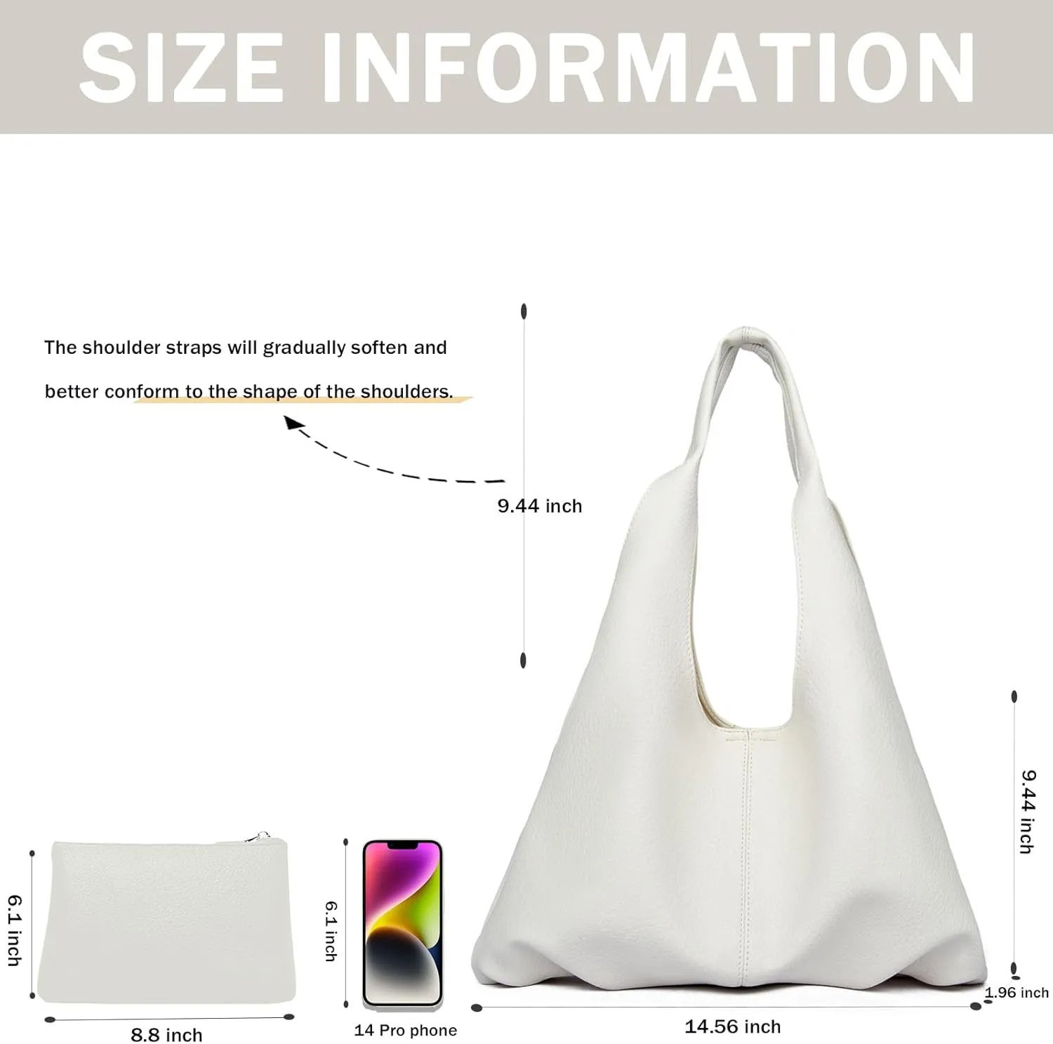 Faux Leather Hobo Bag for Women Large PU Leather Slouchy Bag with Small Purse Soft Crossbody Bags Tote Shoulder Bag