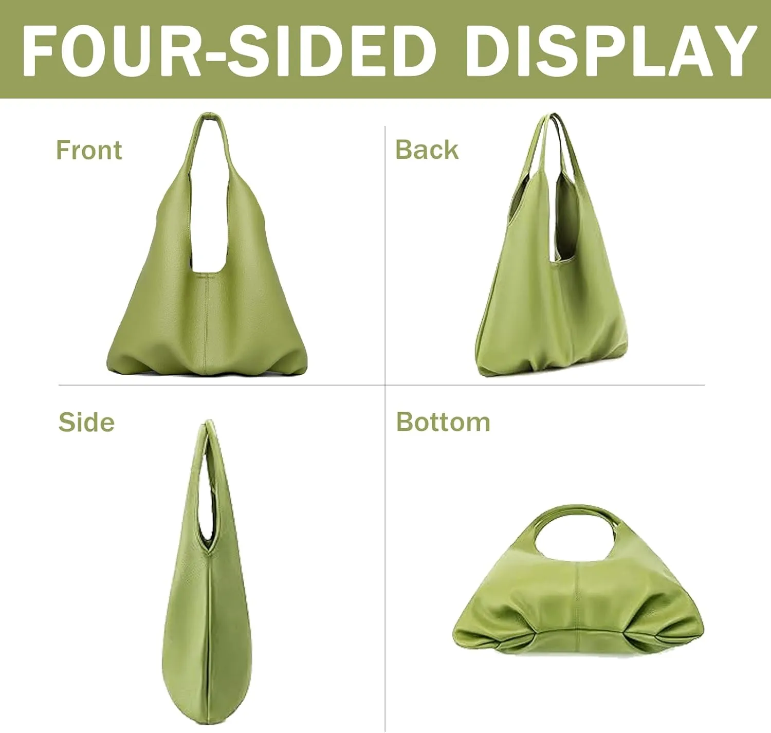 Faux Leather Hobo Bag for Women Large PU Leather Slouchy Bag with Small Purse Soft Crossbody Bags Tote Shoulder Bag