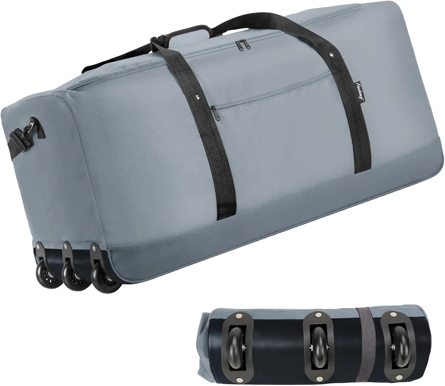 Finnhomy 120L Foldable Rolling Duffel Bag with 3 Wheels, Light Weight Travel Duffel bag with Large Loading Capacity, 32 inch Rolling Duffel bag with Shoulder Strap for Travel Camping Sports