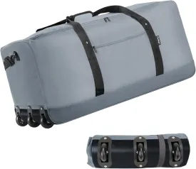 Finnhomy 120L Foldable Rolling Duffel Bag with 3 Wheels, Light Weight Travel Duffel bag with Large Loading Capacity, 32 inch Rolling Duffel bag with Shoulder Strap for Travel Camping Sports