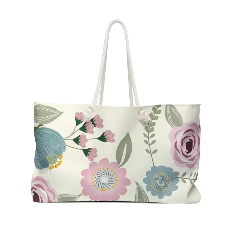 Floral Pastels Oversized Polyester Weekender Bag