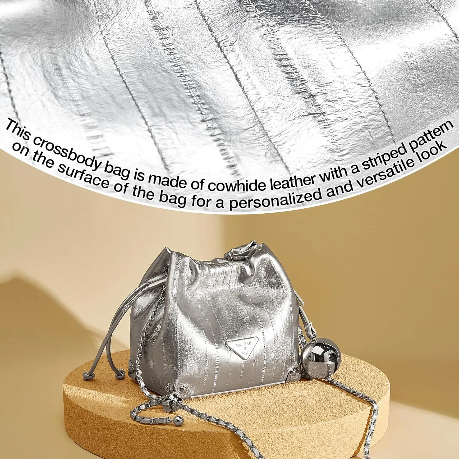 FOXLOVER Cowhide Leather Crossbody Bags for Women Small Adjustable Chain Strap Stylish Trendy Purse