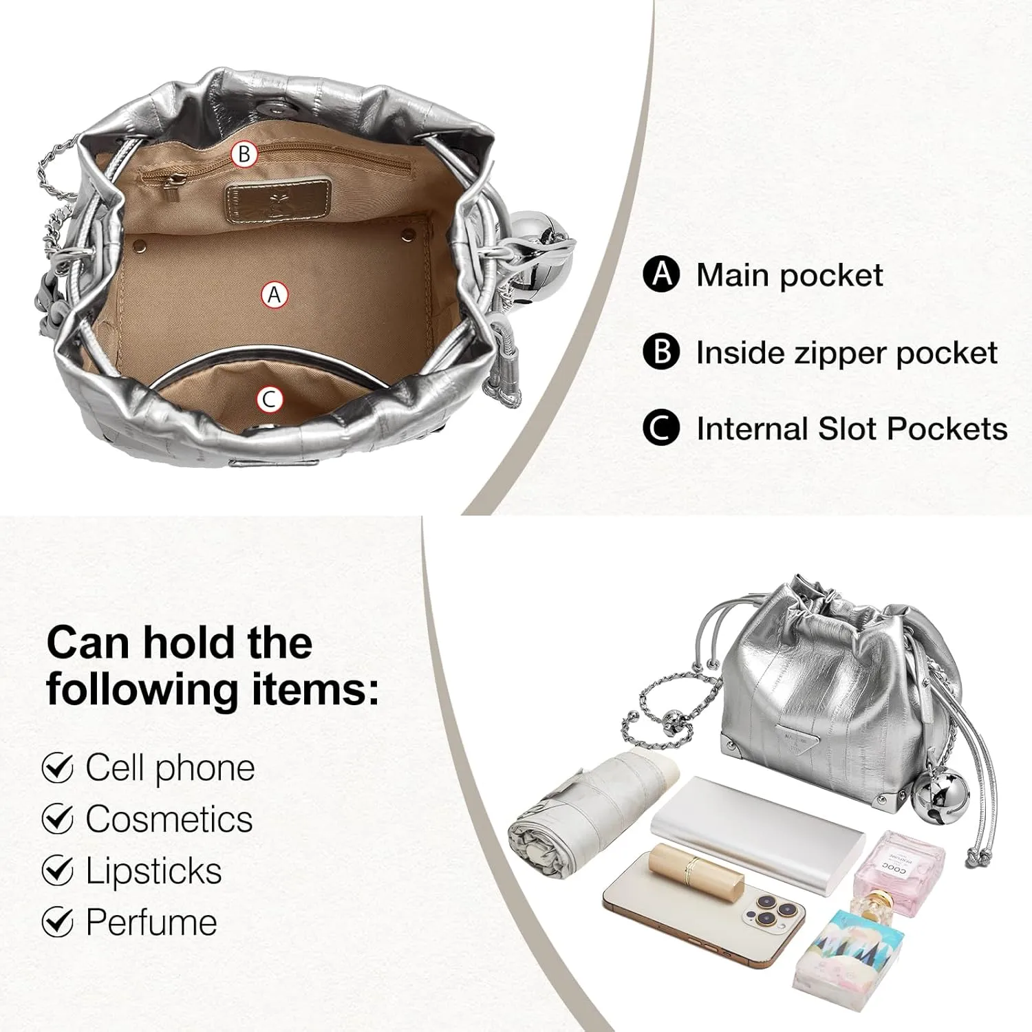 FOXLOVER Cowhide Leather Crossbody Bags for Women Small Adjustable Chain Strap Stylish Trendy Purse