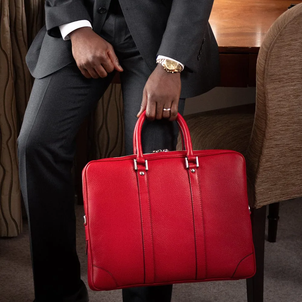 Gainsborough Leather 15" Laptop Bag - Red