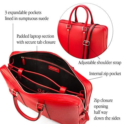 Gainsborough Leather 15" Laptop Bag - Red