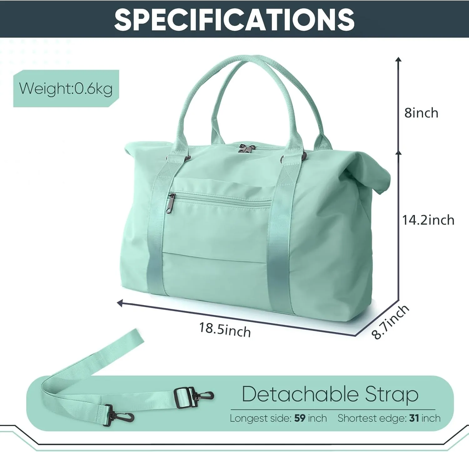 Grass Weekender Travel Bag - Small Gym Bag for Men & Women, Overnight Bag with Trolley Sleeve, Airplane Travel Essentials