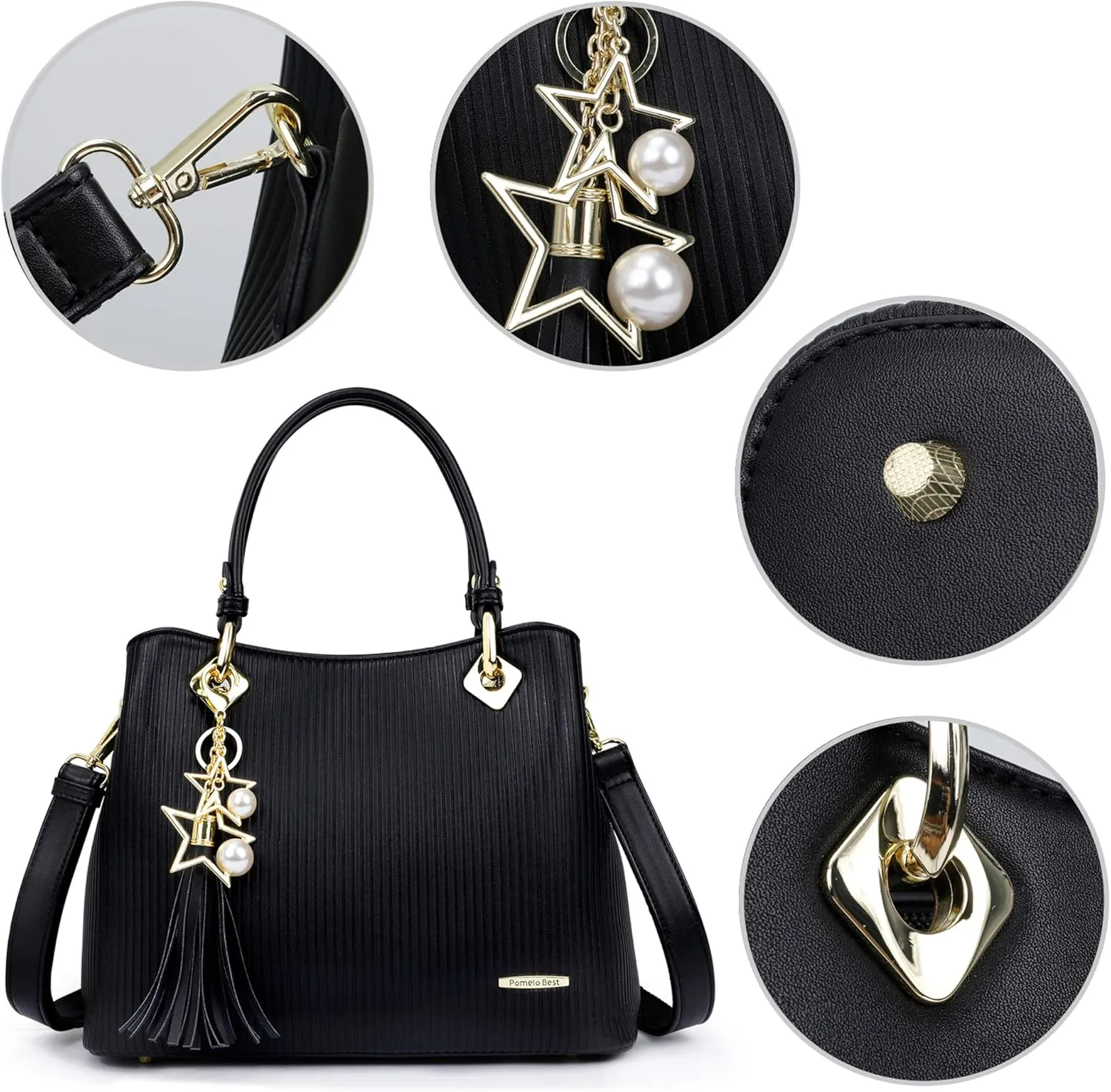 Handbags for Women with Multiple Internal Pockets in Pretty Color Combination, Women's Satchel Handbag