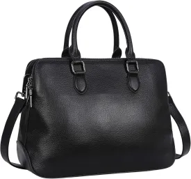 HESHE Leather Purses and Handbags Black Top Handle Purse Satchel Bags for Women Medium Crossbody Purse for Work