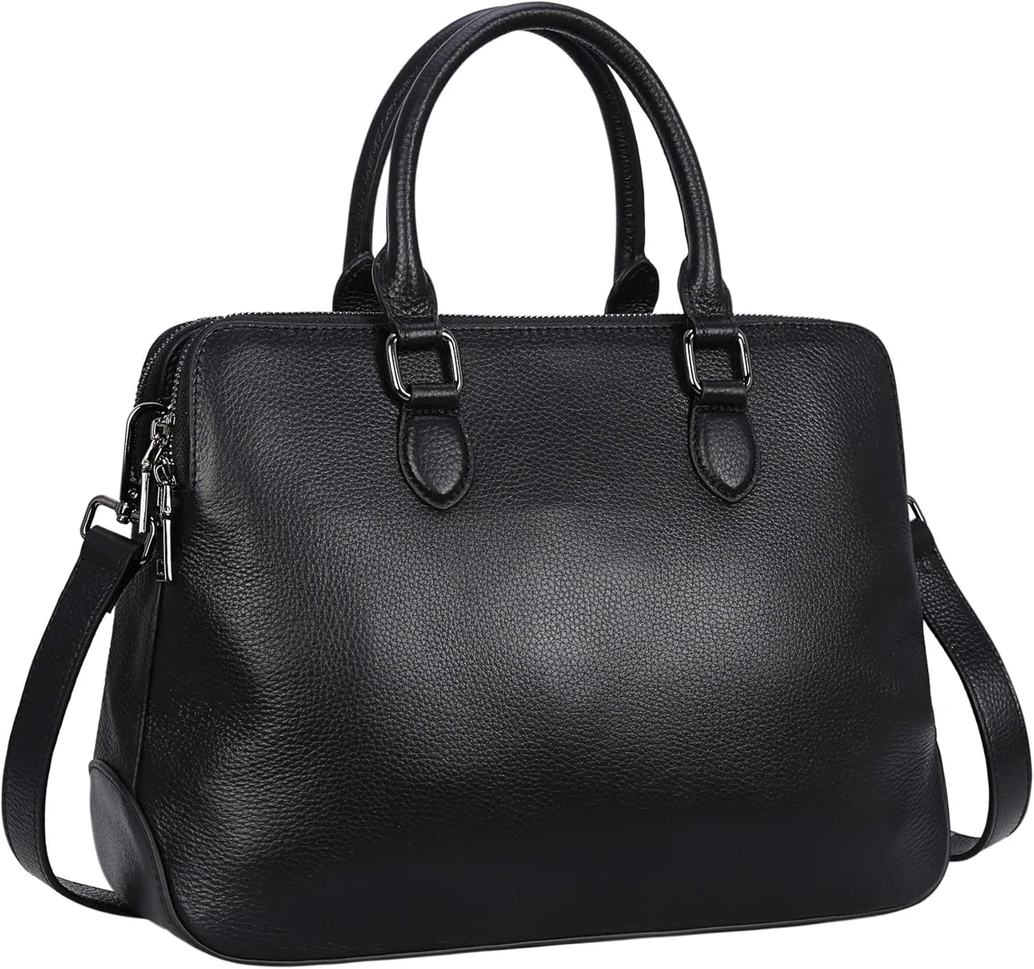 HESHE Leather Purses and Handbags Black Top Handle Purse Satchel Bags for Women Medium Crossbody Purse for Work