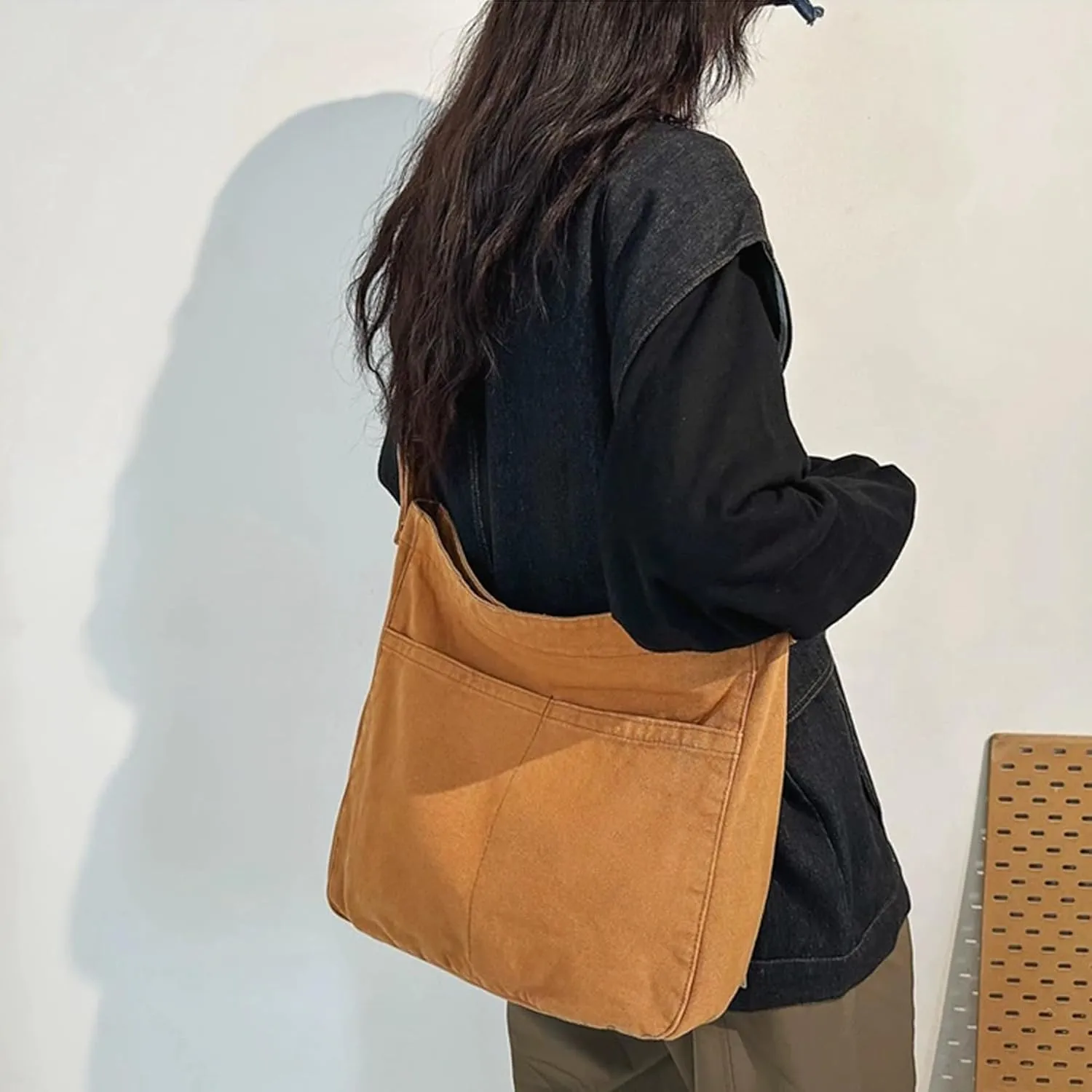 Hobo Bag Canvas Crossbody Shoulder Bag for Women and Men Large Casual Messenger Bags Canvas Tote Bag Travel Work