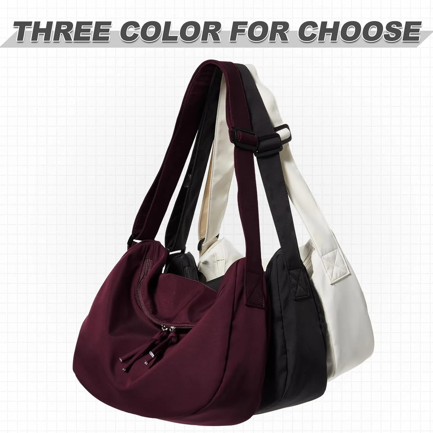 Hobo Crossbody Bag for Women, Nylon Crescent Bag, Trendy Dumpling Cross Body Bag, Half Moon Shoulder Bag