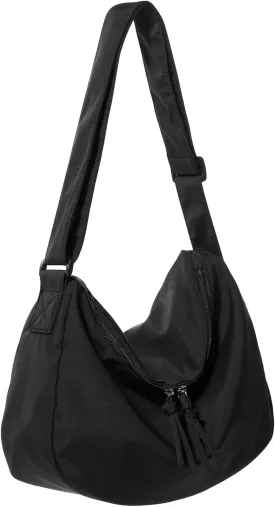 Hobo Crossbody Bag for Women, Nylon Crescent Bag, Trendy Dumpling Cross Body Bag, Half Moon Shoulder Bag