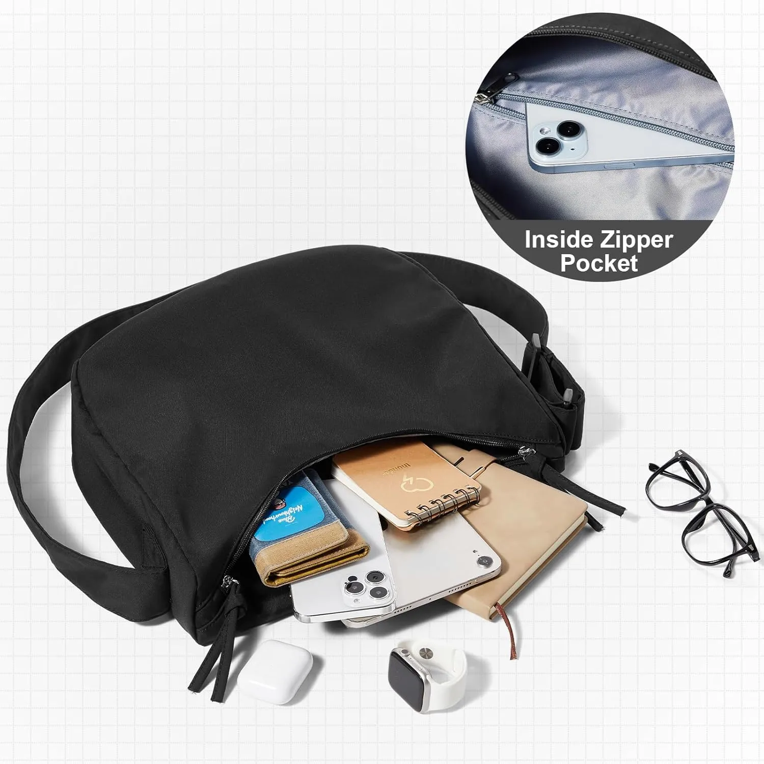 Hobo Crossbody Bag for Women, Nylon Crescent Bag, Trendy Dumpling Cross Body Bag, Half Moon Shoulder Bag