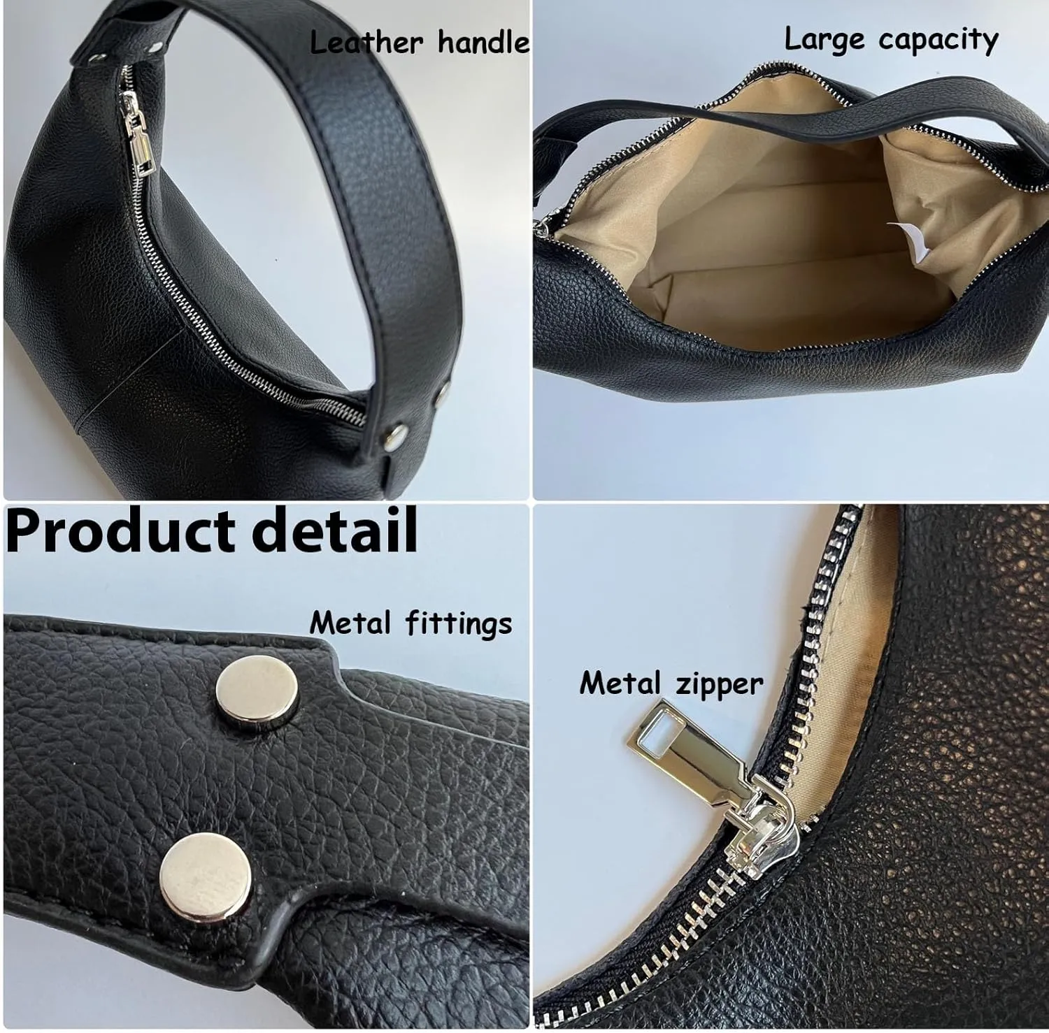 Hobo Women's PU Leather Shoulder Tote Clutch Crescent Slouchy Bag with Zipper Closure and Top Handle