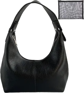 Hobo Women's PU Leather Shoulder Tote Clutch Crescent Slouchy Bag with Zipper Closure and Top Handle