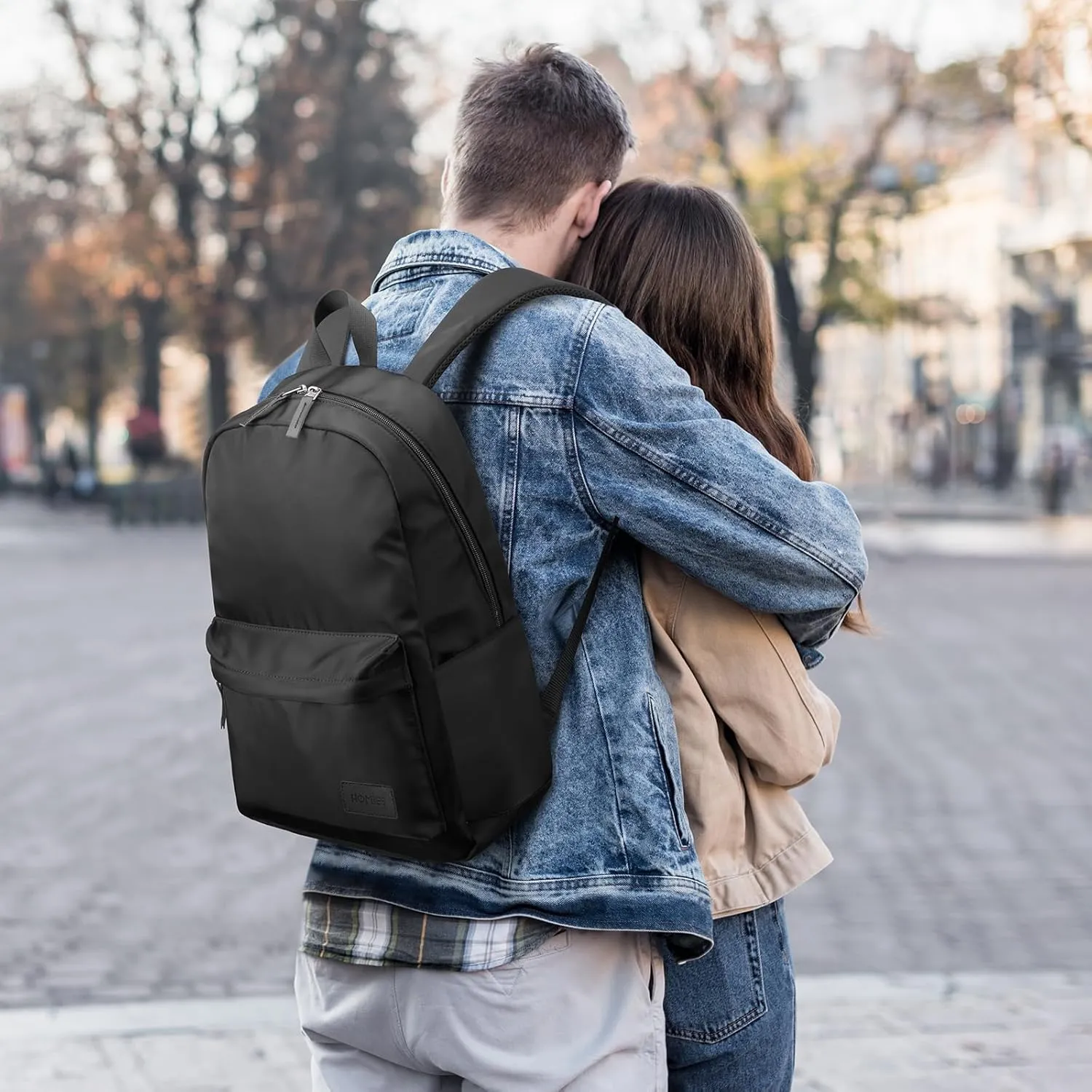 HOMIEE Lightweight Casual Laptop Backpack Fits 15.6 Inch Computer, Water-Resistant Small Daypack Cute Unisex Bookbag for College Work Travel, Black
