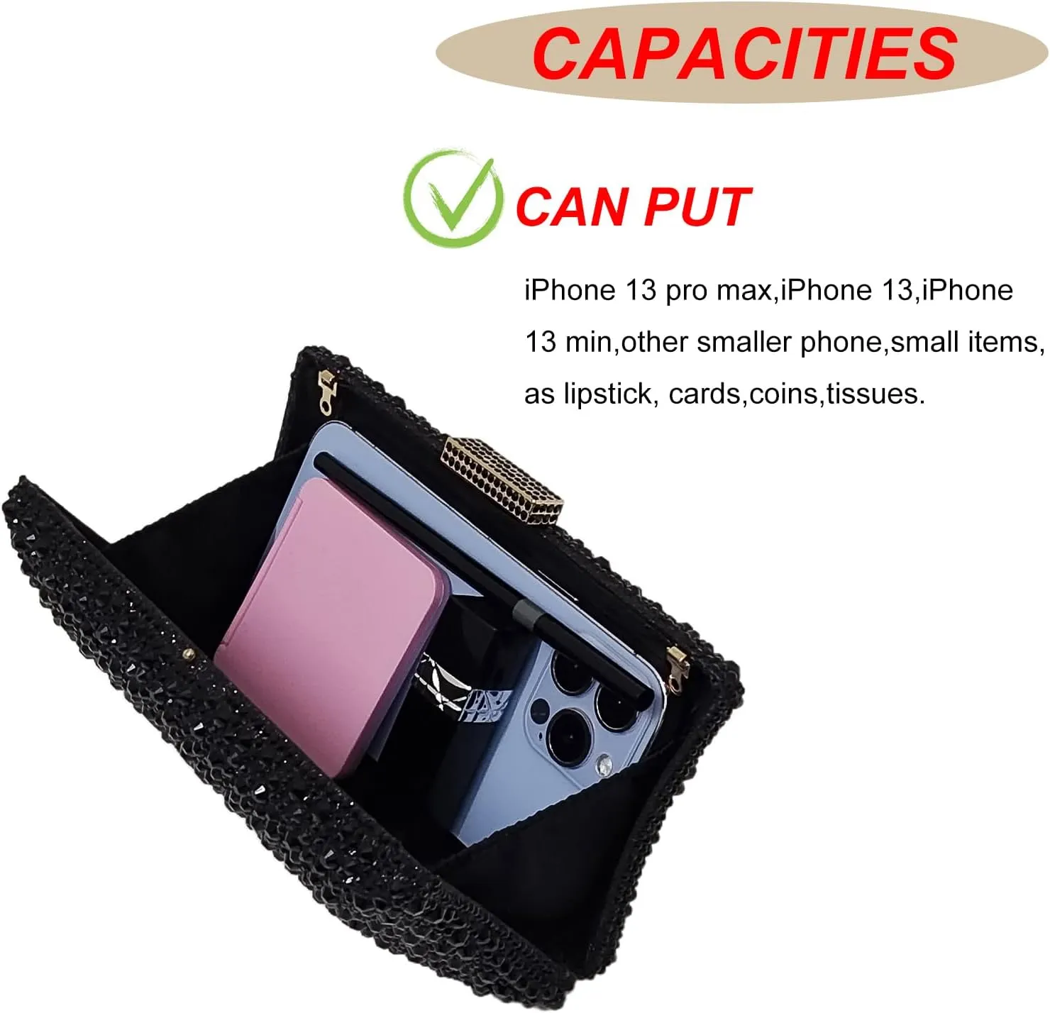 HUANG ZHUANG Sparkly Elegant Crystal Clutch Solid Rhinestone Handbags For Women Party Purse Bridal Prom Bag