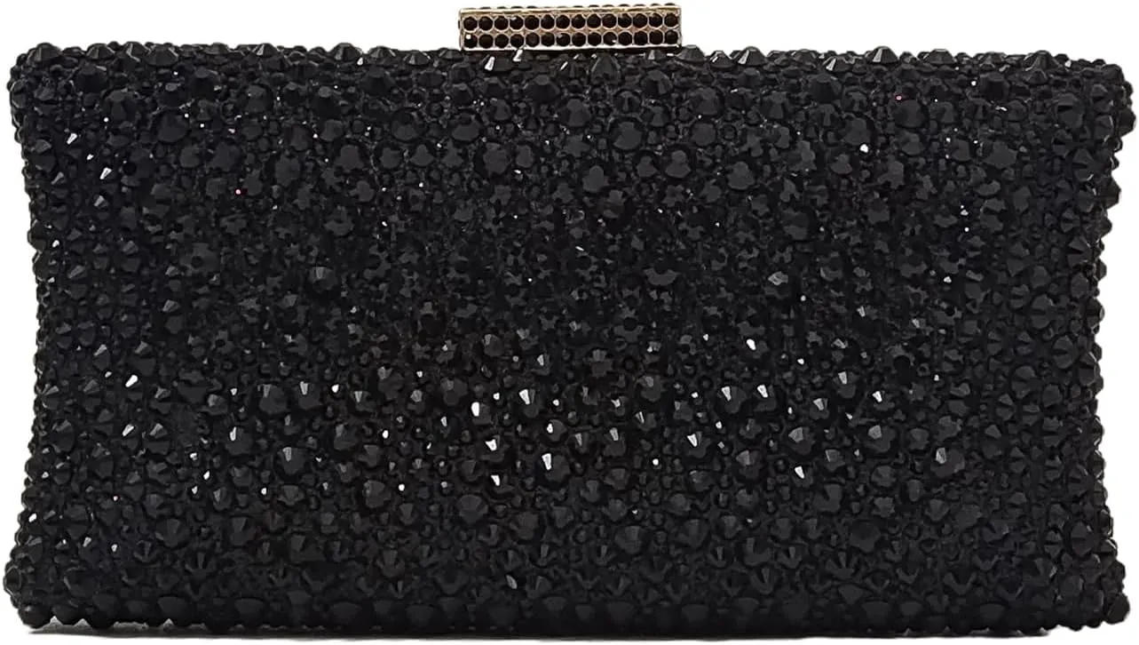 HUANG ZHUANG Sparkly Elegant Crystal Clutch Solid Rhinestone Handbags For Women Party Purse Bridal Prom Bag