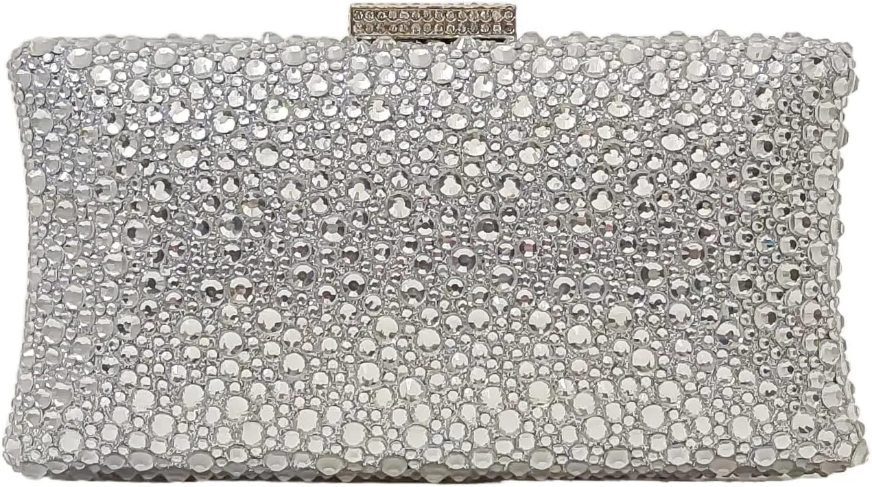 HUANG ZHUANG Sparkly Elegant Crystal Clutch Solid Rhinestone Handbags For Women Party Purse Bridal Prom Bag