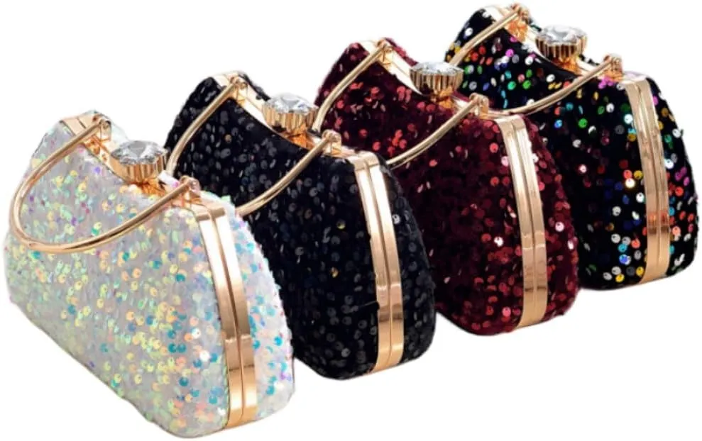 IAMUHI Small Sequins Clutch Purse Top Handle Evening Handbag Mini Square Shoulder Crossbody Bag