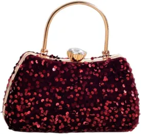 IAMUHI Small Sequins Clutch Purse Top Handle Evening Handbag Mini Square Shoulder Crossbody Bag