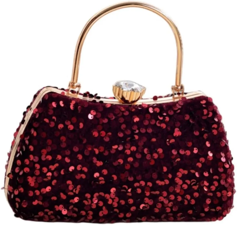 IAMUHI Small Sequins Clutch Purse Top Handle Evening Handbag Mini Square Shoulder Crossbody Bag