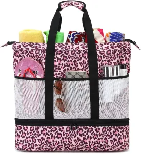 JIANYA Beach Bag Women Waterproof Sandproof Beach Tote Bags with Cooler Top Zipper Large Totes for Pool Travel Daily