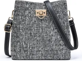 KALIDI Crossbody Purses for Women Vegan Leather Bucket Bag Fashion Ladies Crossbody Handbag Shoulder Purse with Multi Pockets