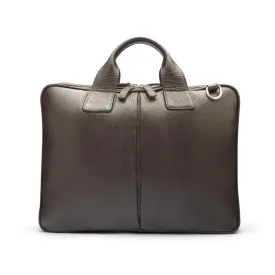 Kingston Leather 13” Laptop Briefcase - Brown With Silver