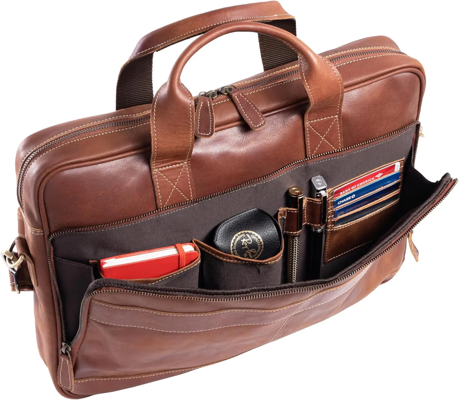 KomalC 16 Inch Leather briefcases Laptop Messenger Bags for Men and Women Best Office Satchel Bag