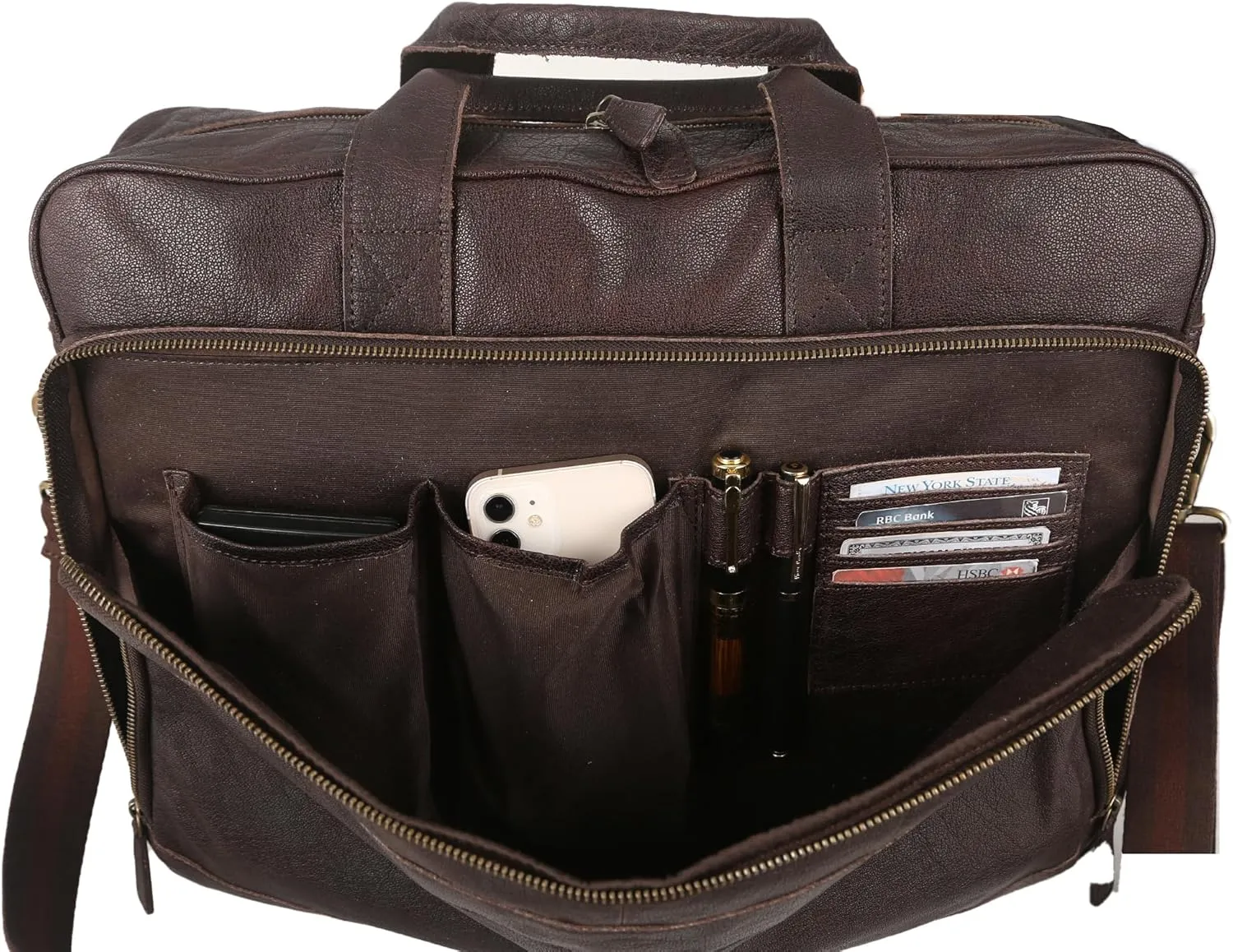 KomalC 16 Inch Leather briefcases Laptop Messenger Bags for Men and Women Best Office Satchel Bag