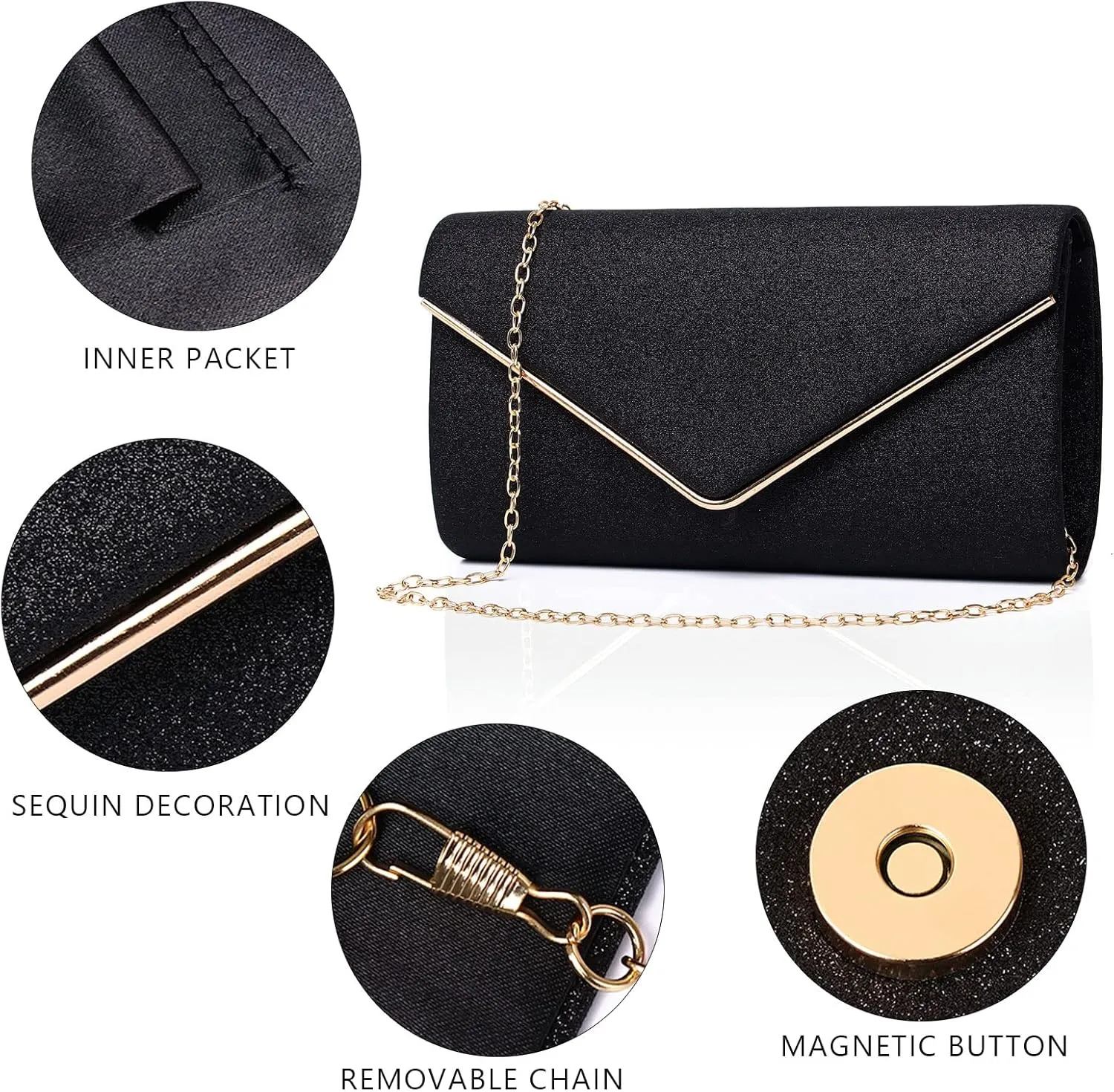 Labair Shining Envelope Clutch Purses for Women Evening Purses and Clutches For Wedding Party.