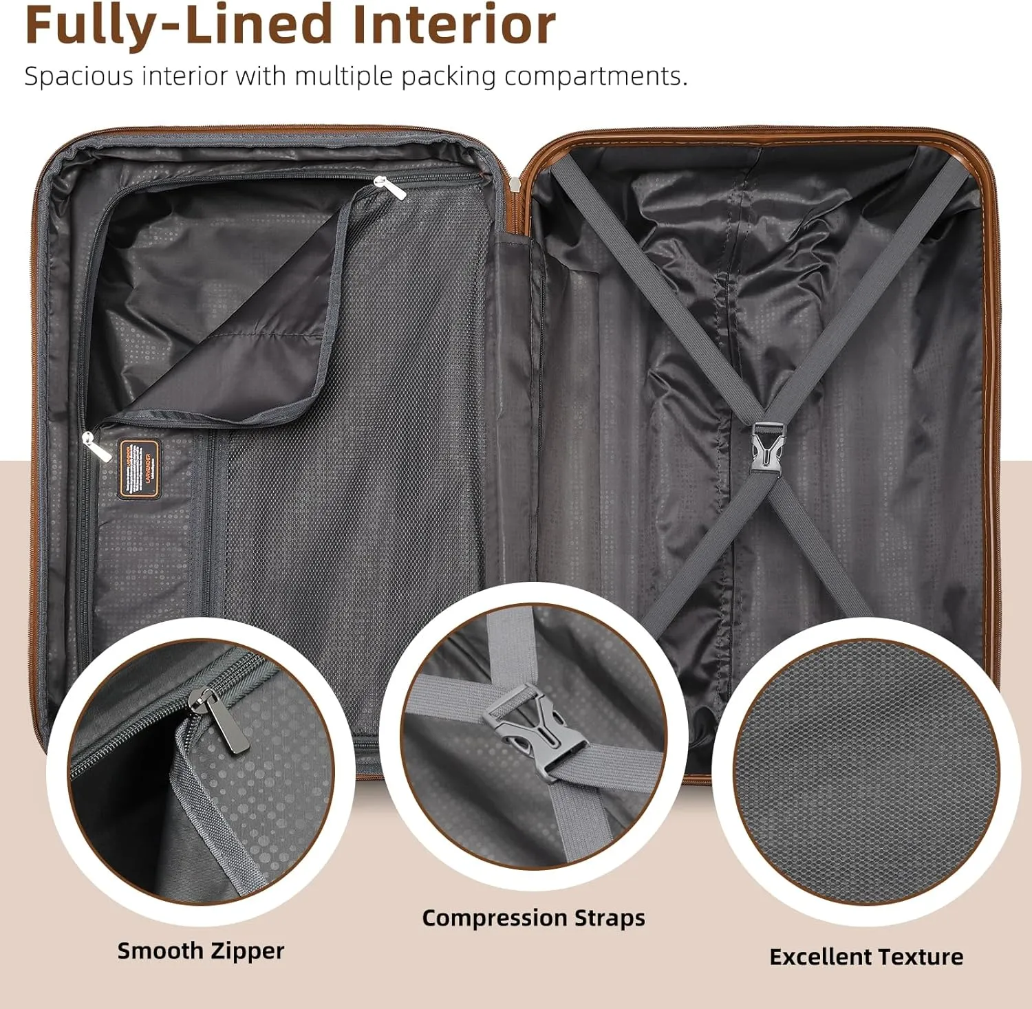 LARVENDER Luggage Sets 3 Piece, Expandable Carry on Luggage 22x14x9 Airline Approved Hardshell Suitcases with Spinner Wheels TSA Lock, Vintage Rolling Luggage for Men and Women, Black