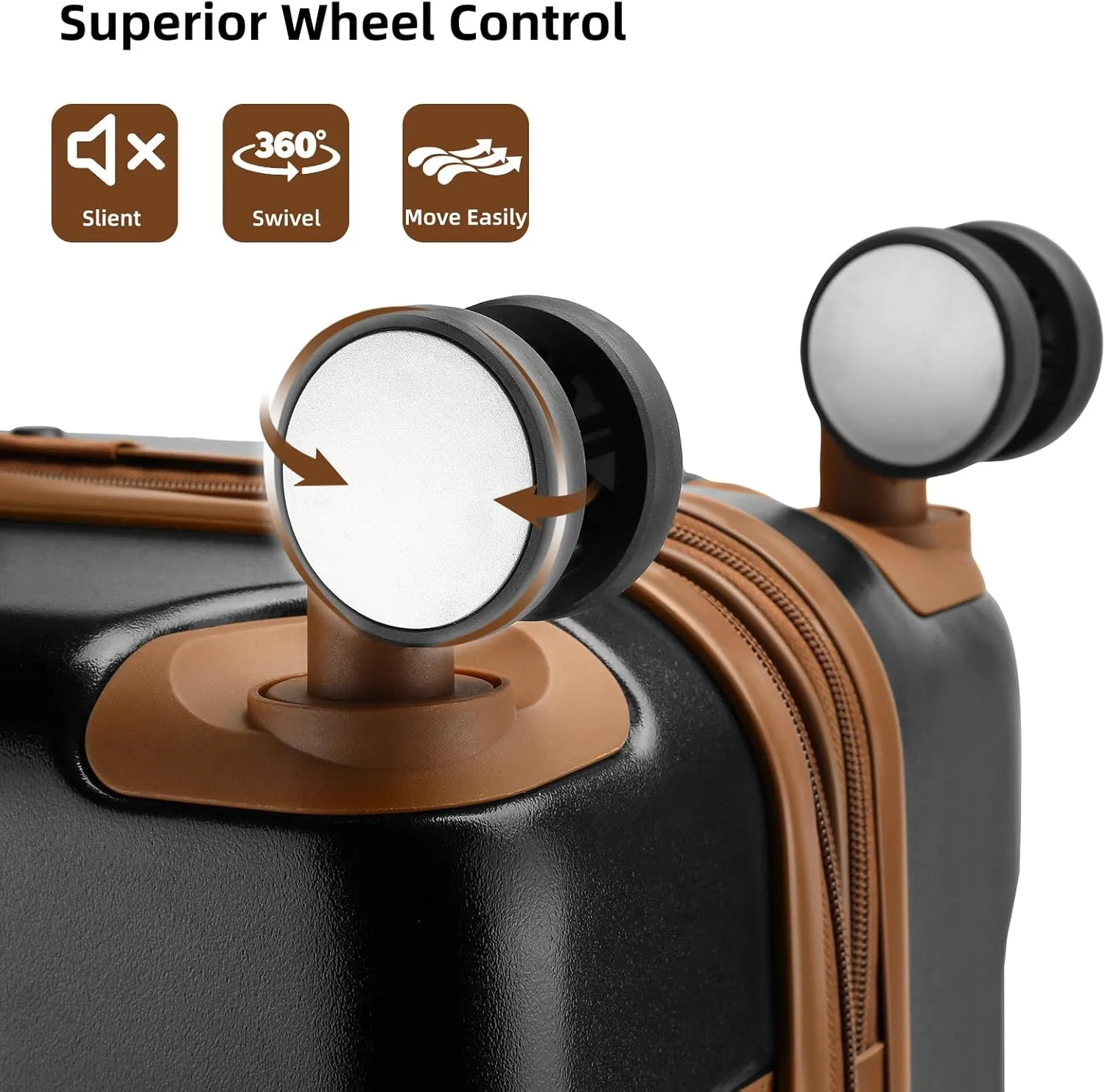 LARVENDER Luggage Sets 3 Piece, Expandable Carry on Luggage 22x14x9 Airline Approved Hardshell Suitcases with Spinner Wheels TSA Lock, Vintage Rolling Luggage for Men and Women, Black