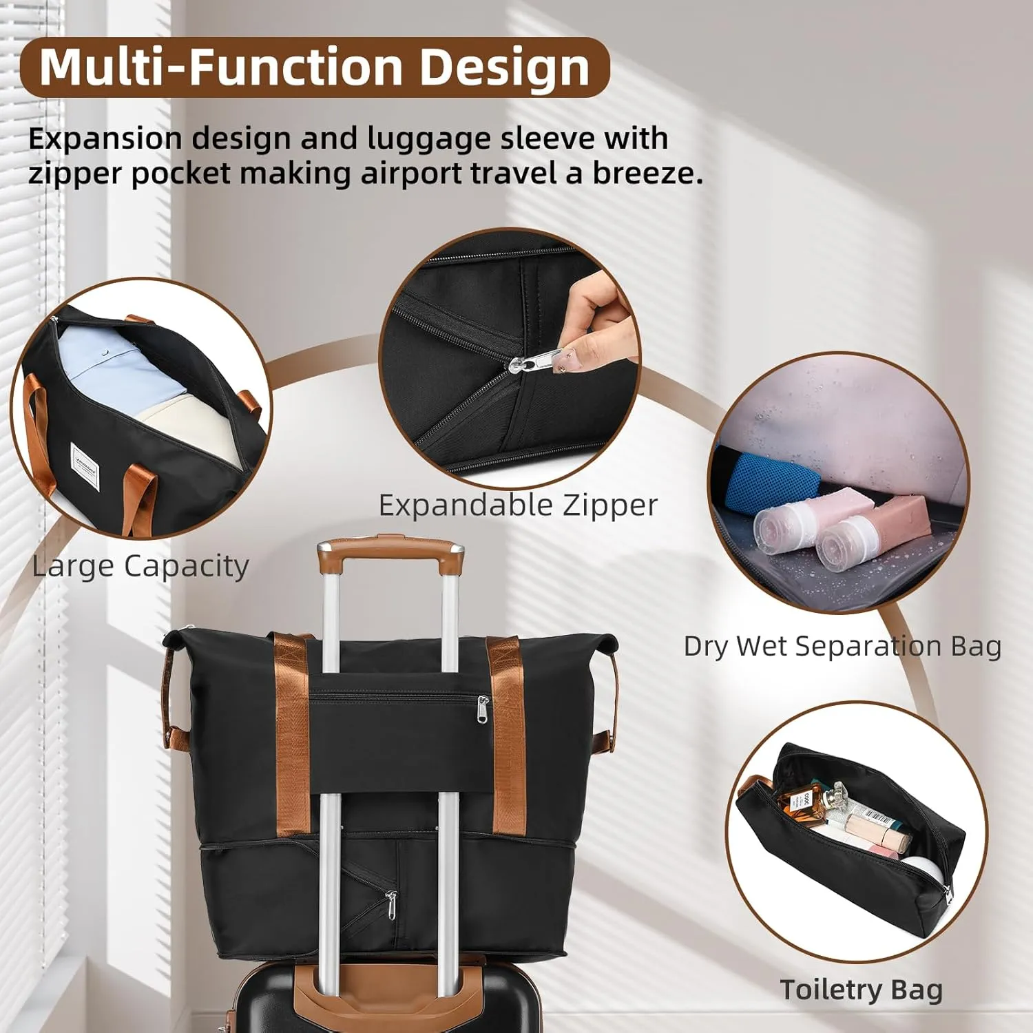 LARVENDER Luggage Sets 3 Piece, Expandable Carry on Luggage 22x14x9 Airline Approved Hardshell Suitcases with Spinner Wheels TSA Lock, Vintage Rolling Luggage for Men and Women, Black