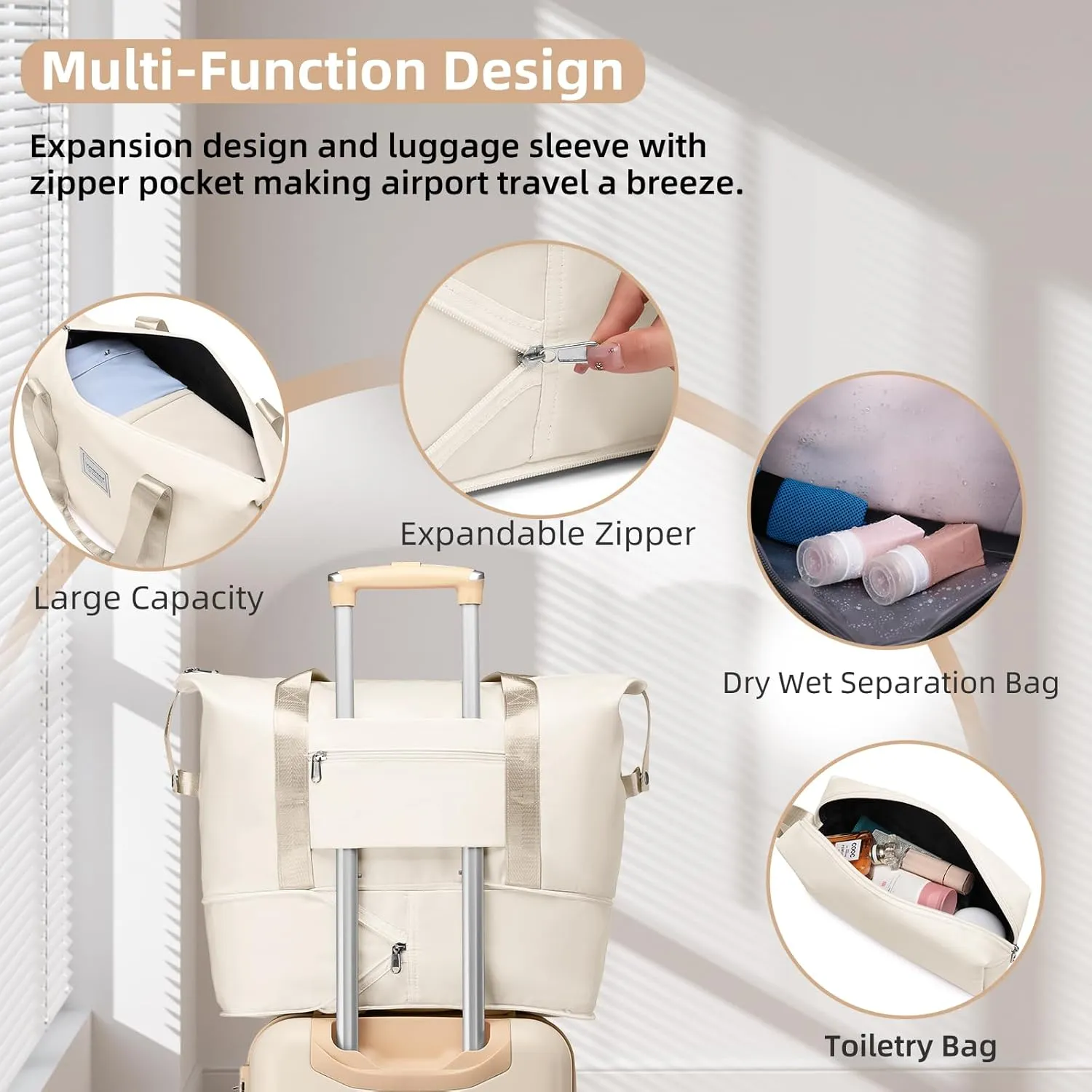 LARVENDER Luggage Sets 3 Piece, Expandable Carry on Luggage 22x14x9 Airline Approved Hardshell Suitcases with Spinner Wheels TSA Lock, Vintage Rolling Luggage for Men and Women, Cream White