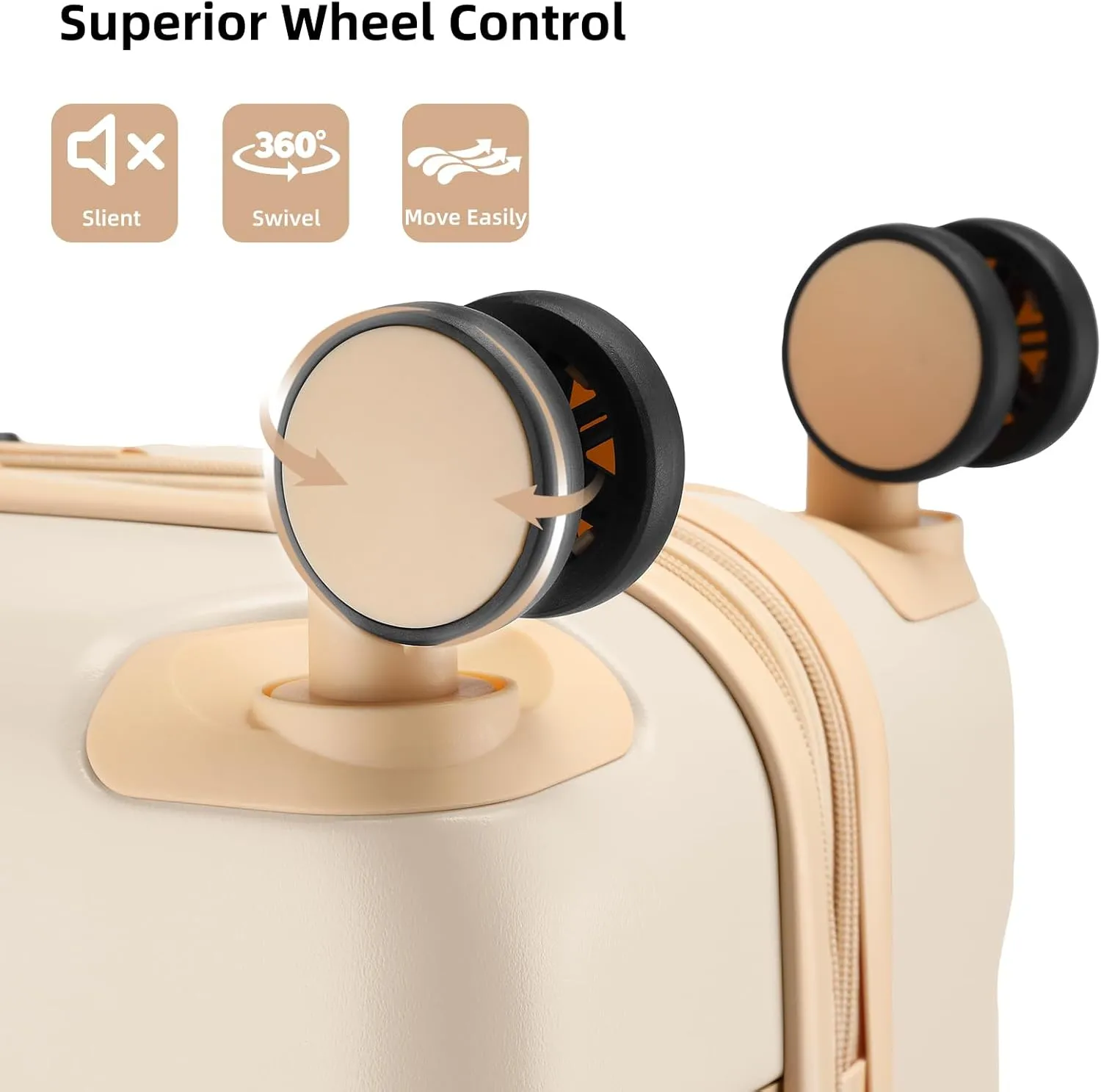 LARVENDER Luggage Sets 3 Piece, Expandable Carry on Luggage 22x14x9 Airline Approved Hardshell Suitcases with Spinner Wheels TSA Lock, Vintage Rolling Luggage for Men and Women, Cream White