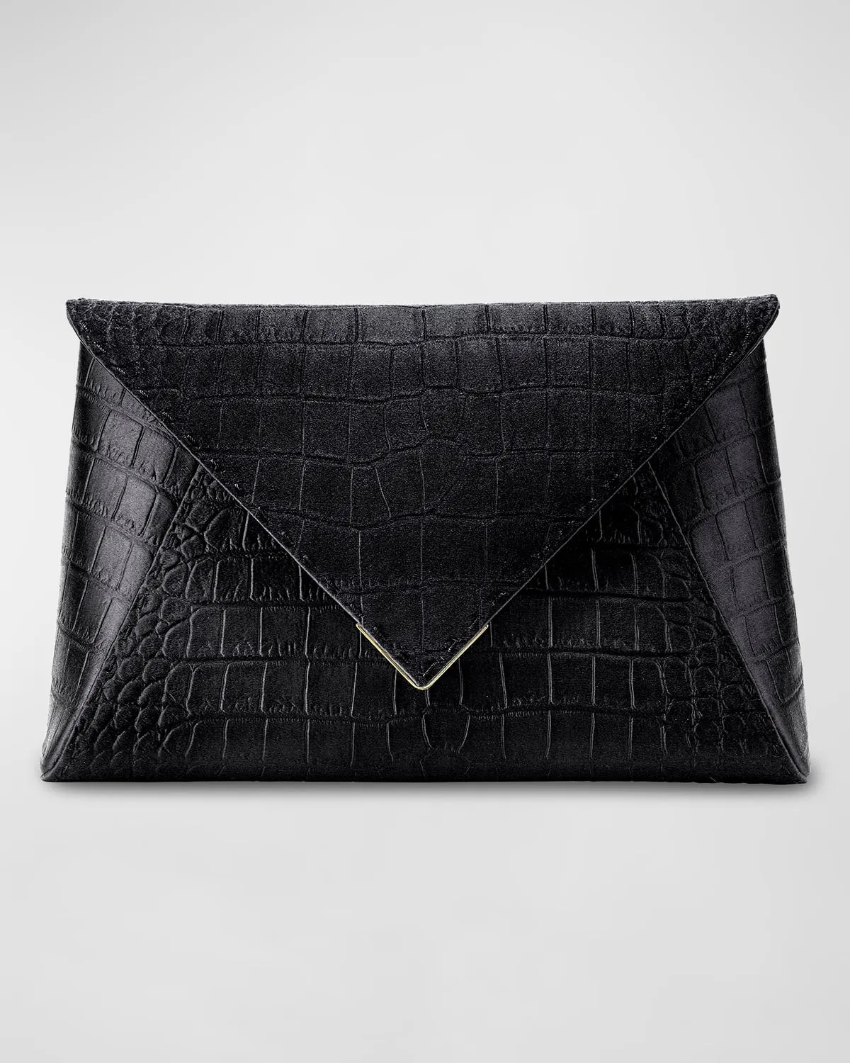 Lee Large Croc-Embossed Pouchette Clutch Bag