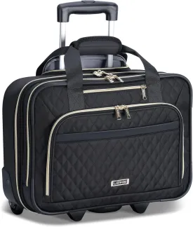 Lekebobor Rolling Laptop Bag - Laptop Briefcase on Wheels for Women Fits Up to 15.6Inch computer Bags Water Resistant for Work Travel and Business, Black