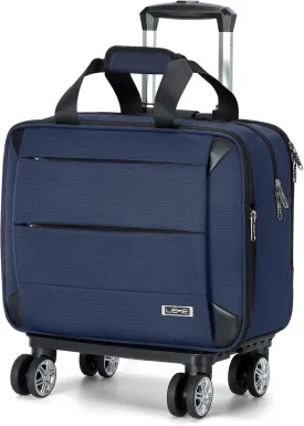 Lekebobor Rolling Laptop Bag - Rolling Laptop Briefcase on Wheels for Women/Men Fits Up to 15.6Inch Rolling computer Bags Water Resistant for Travel Work and Business (Blue)