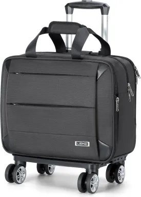 Lekebobor Rolling Laptop Bag - Wheeled Briefcase for Women/Men, Fits Up to 15.6Inch Laptops, Water Resistant for Travel, Work & Business (Grey)